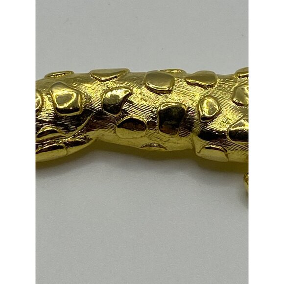 Vintage Trifari Gold-Tone Leopard Brooch Pin With Green Rhinestone Eye J0249 - Picture 8 of 13